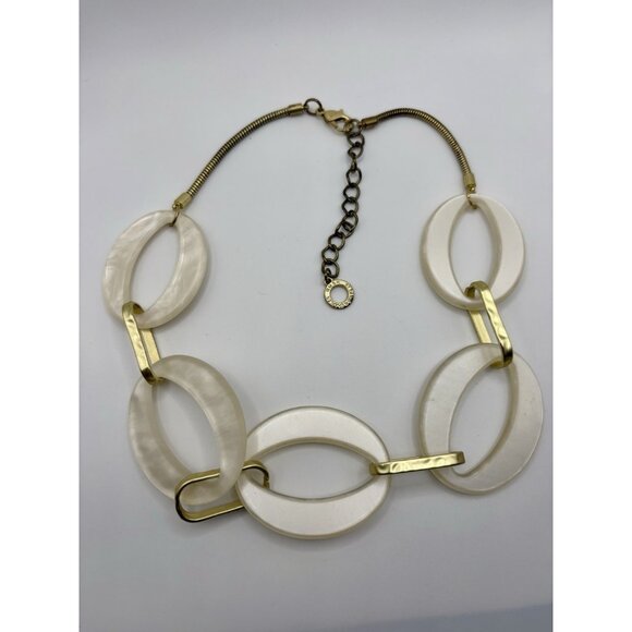 Rush By Denis Charles White Gold Tone Lucite Chain Link Necklace Statement - Picture 2 of 3